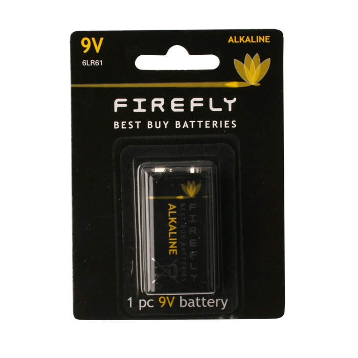 Batteri alkaliske 9 V 6LR61 1 stk. - Firefly